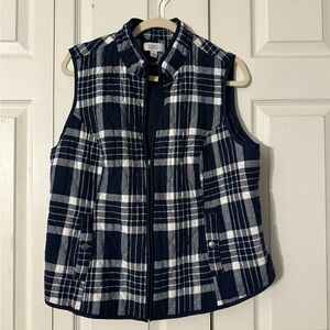 Croft & Barrow Navy and White Plaid Vest